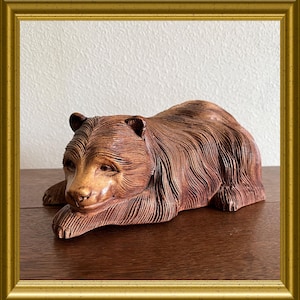 Vintage large wood carving: bear