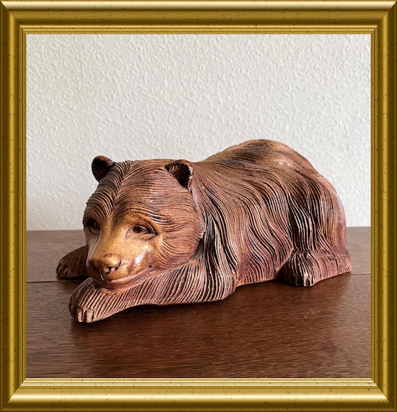 Vintage large wood carving: bear