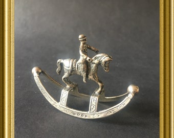 Miniature silver rocking horse, large model