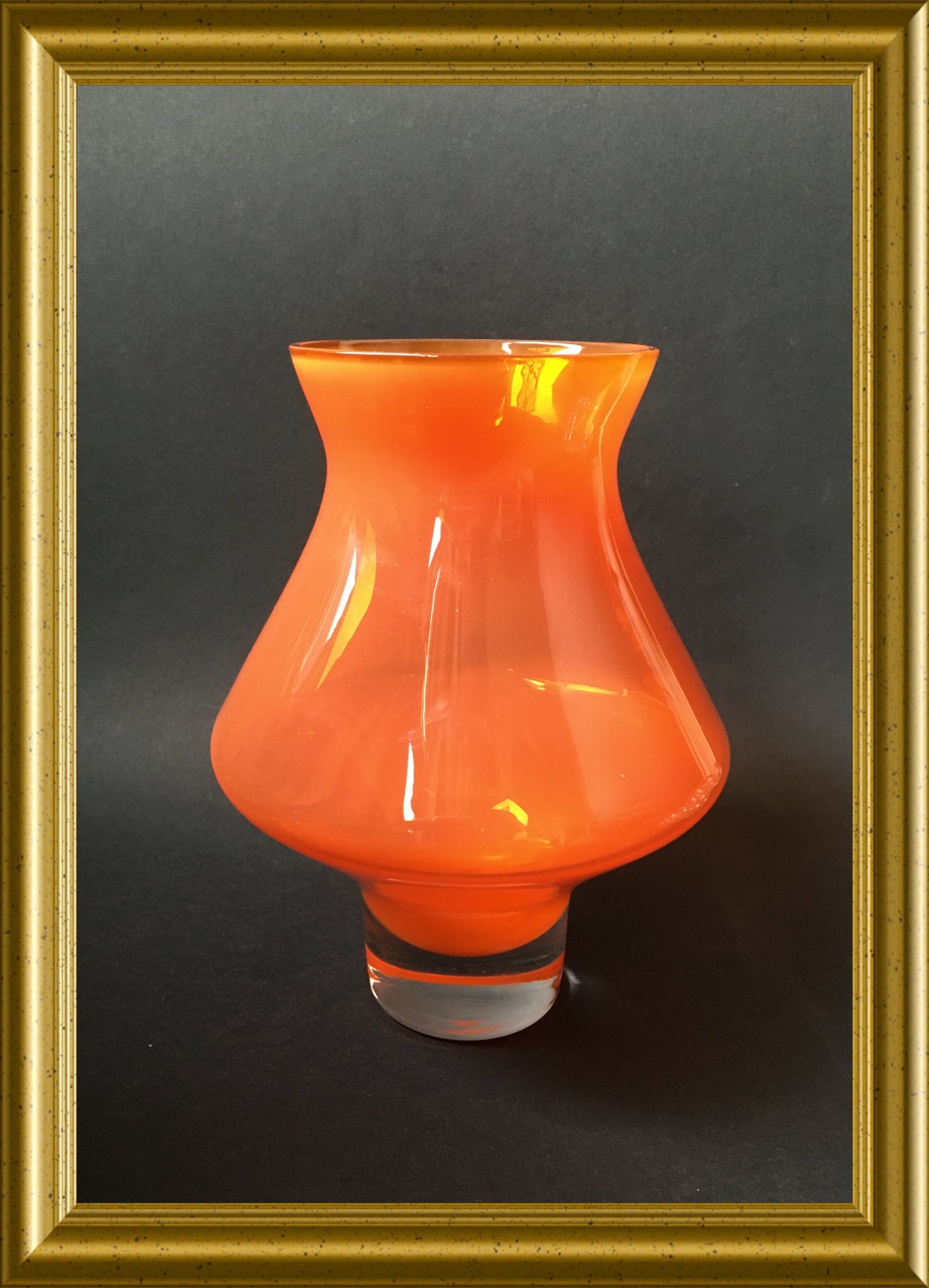 Vintage Orange Glass Vase Aseda Bo Sweden Etsy