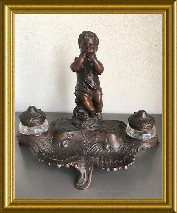 Antique inkwell, signed Vidal