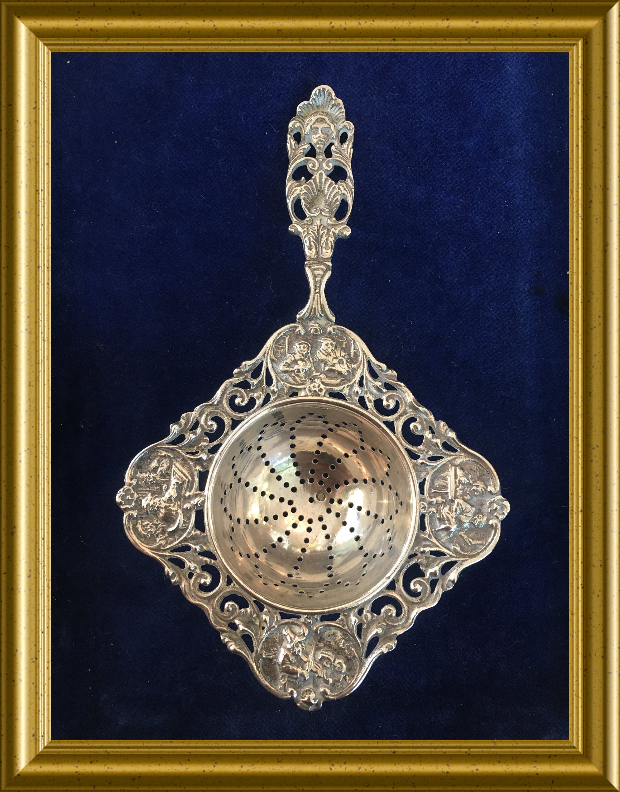 Antique Dutch silver tea strainer, 1931