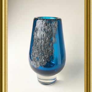 Vintage heavy glass design vase: blue, Heinrich Löffelhardt, Florida, Schott Zwiesel image 1