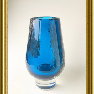 Vintage heavy glass design vase: blue, Heinrich Löffelhardt, Florida, Schott Zwiesel image 7