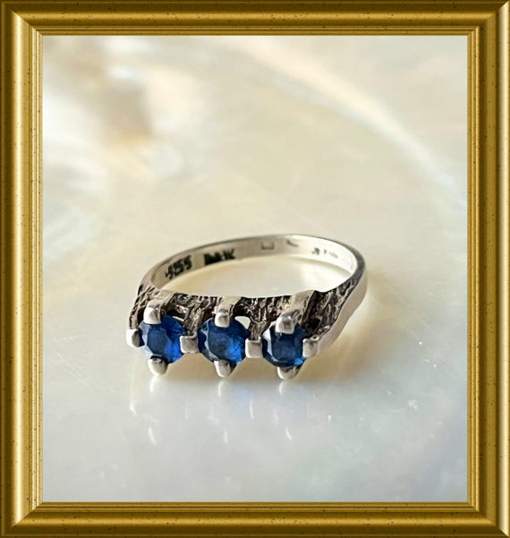 Vintage Danish silver ring with blue stones