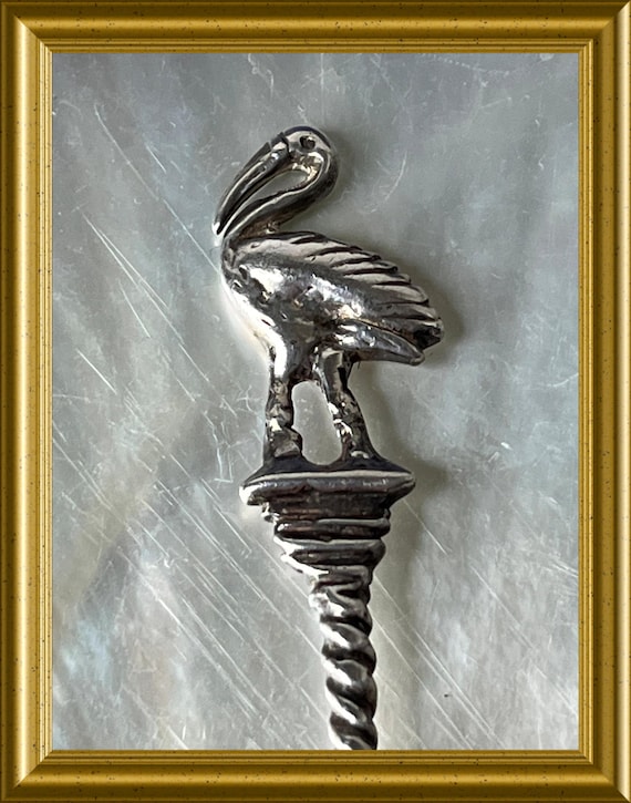 Vintage Dutch silver spoon: stork, The Hague
