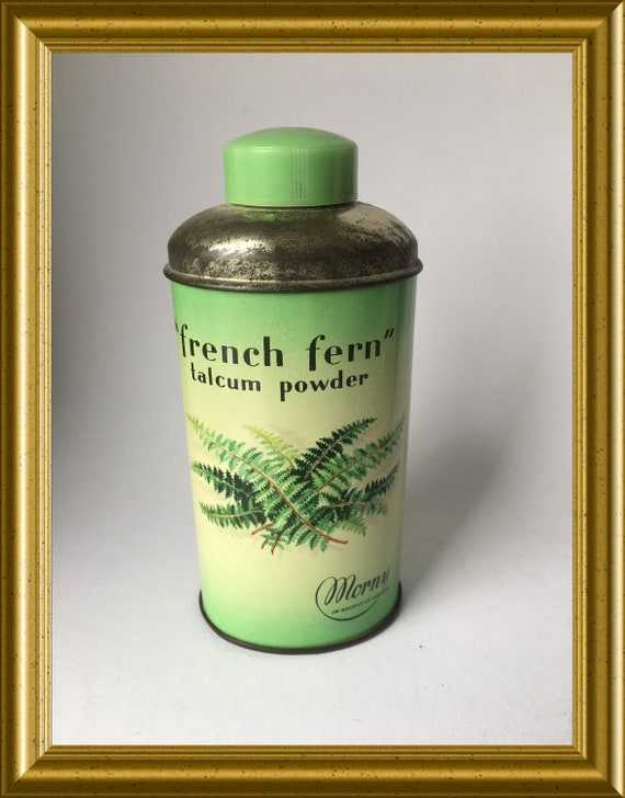 Vintage French Fern Talcum Powder Tin by Morny of Regent Street, England