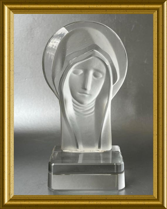Vintage frosted glass bust figurine: Madonna, Mary