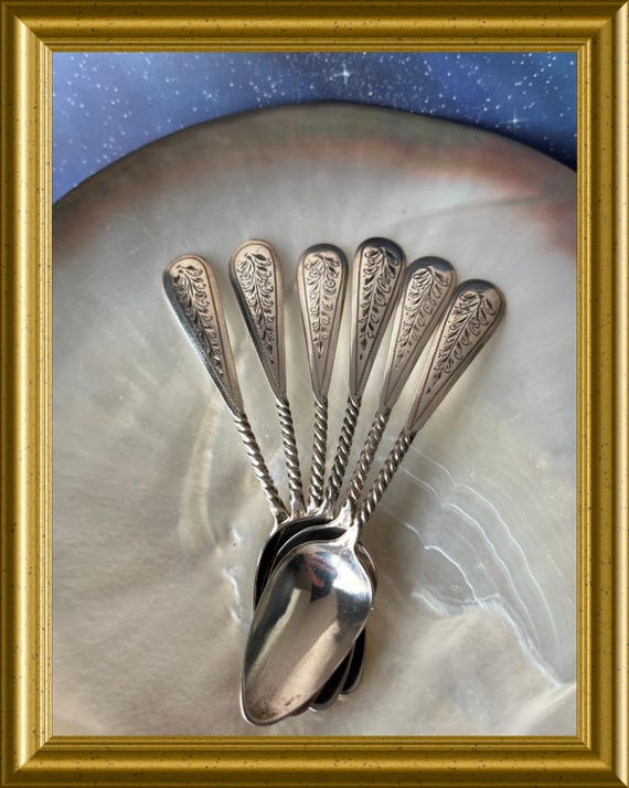Antique silver tea spoons, 6 pieces