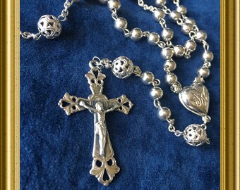 Rosary Necklace With Gold Prayer Beads 