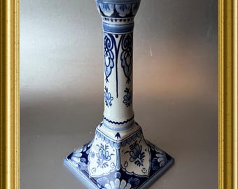 Vintage handpainted Porceleyne Fles Delft blue candle holder