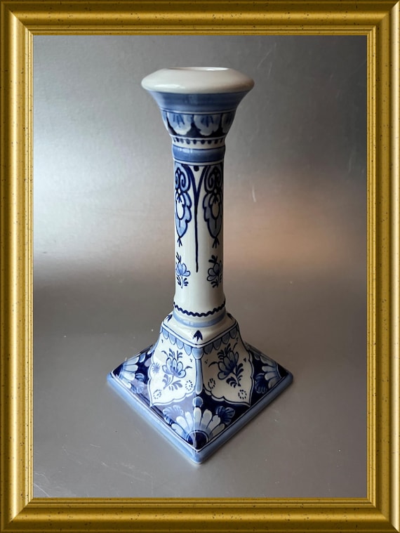 Vintage handpainted Porceleyne Fles Delft blue candle holder