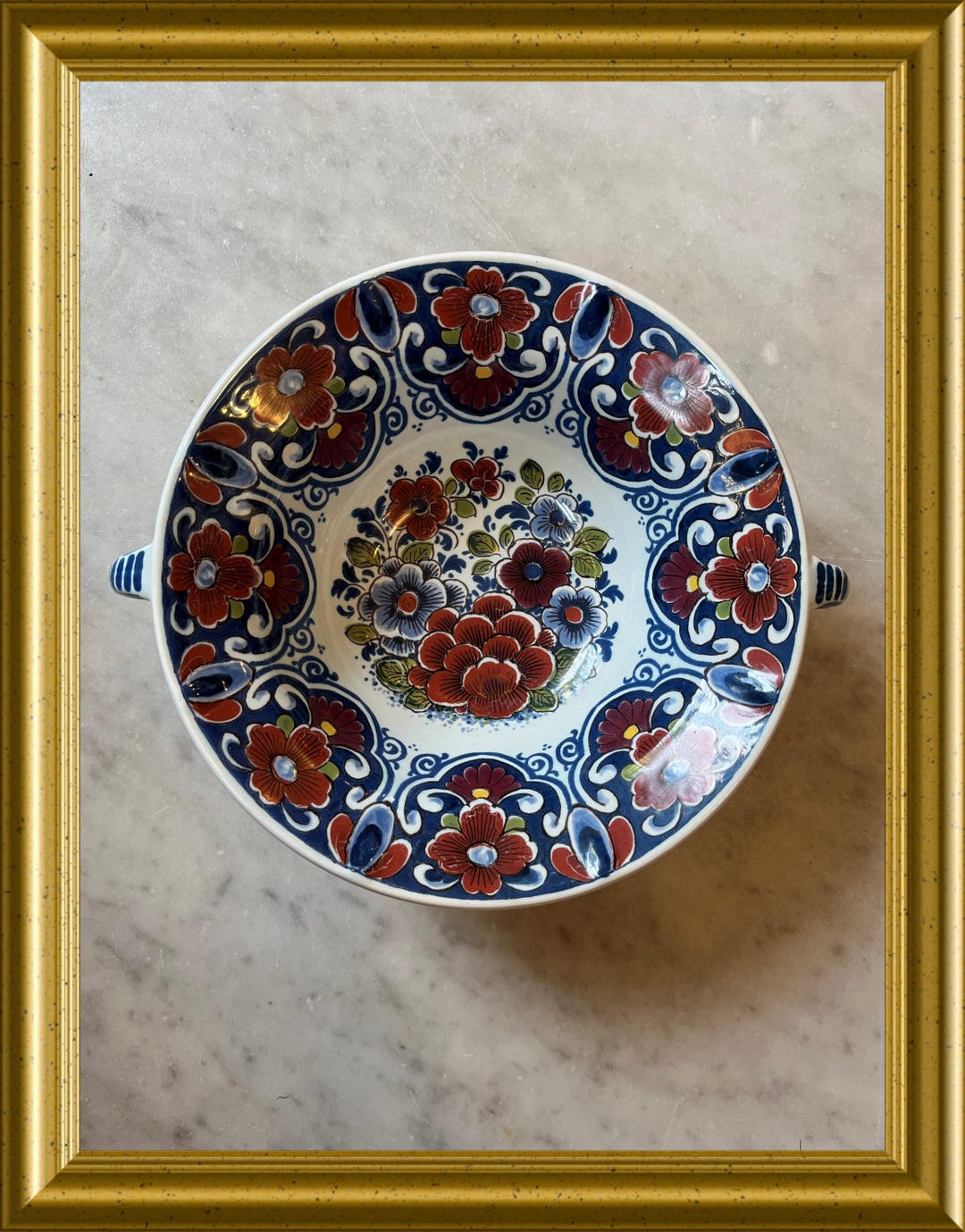 Delft polychrome ポット Antique Rare Delft Polychrome Hand-painted Lidded Vase