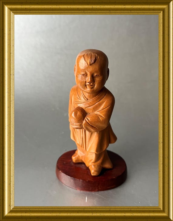 Vintage Chinese wooden figurine: child