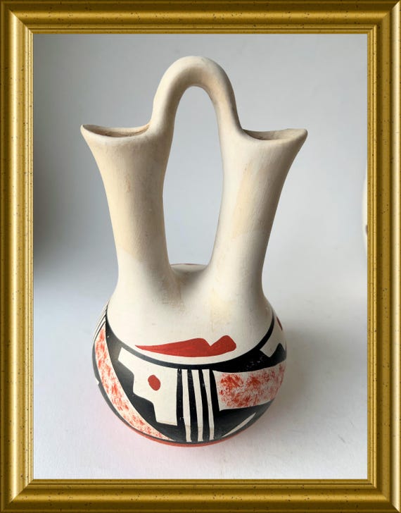 Lovely signed ceramic vase, South American wedding vase