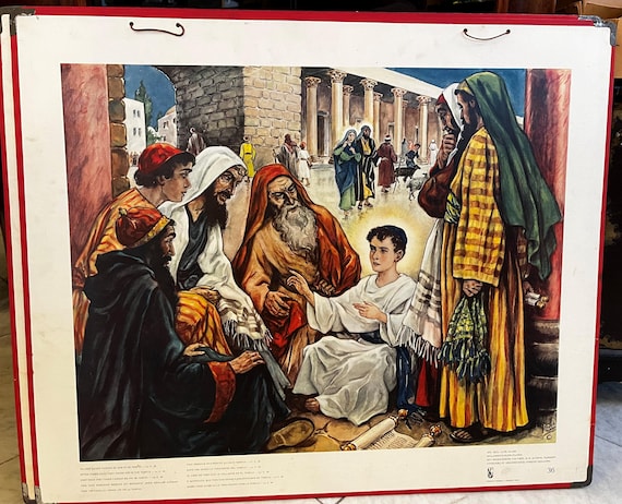 Local pick-up in Gouda only: Old School Poster No. 36 Jesus stays behind in the temple