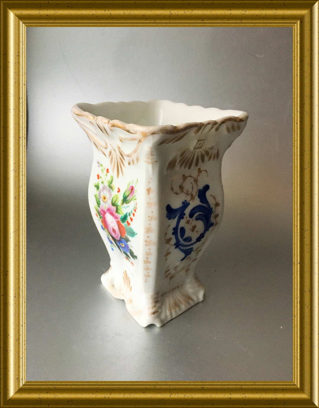 Antique Hand Painted Porcelain Vase With Flower Decoration - Etsy