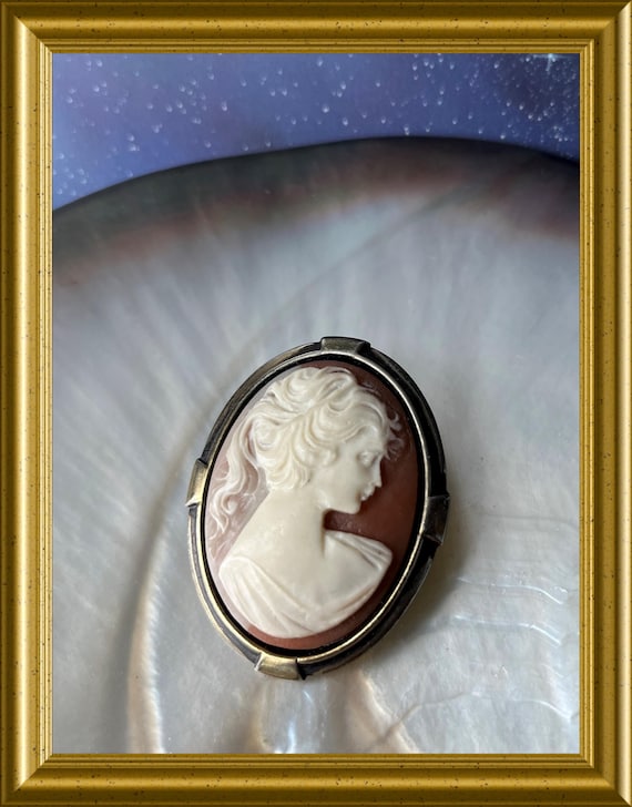 Vintage early plastic cameo brooch