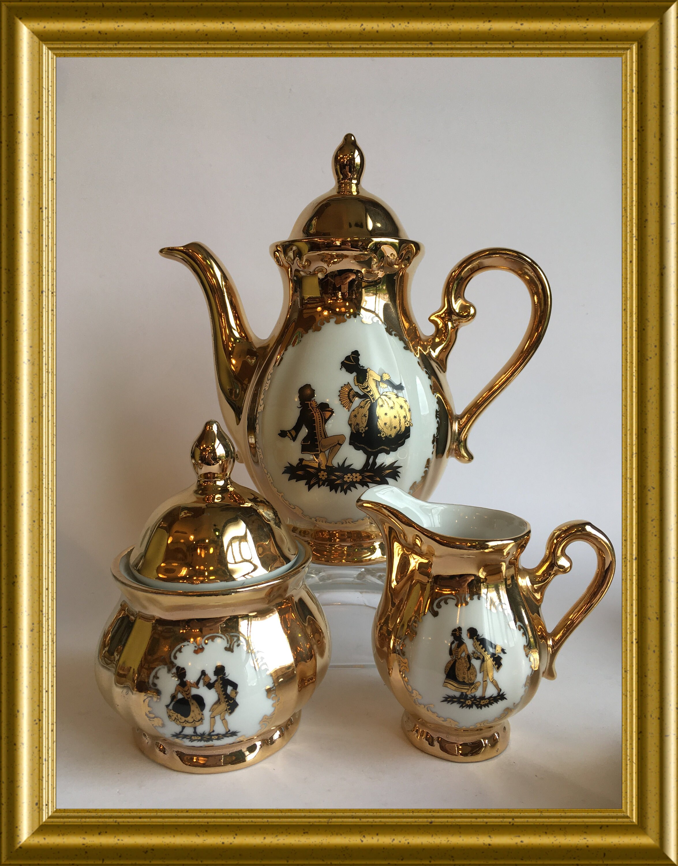 Mokkaservice Bavaria 24 Karat Gold Wert 24 carat gold Bavaria porcelain mocha service: silhouet