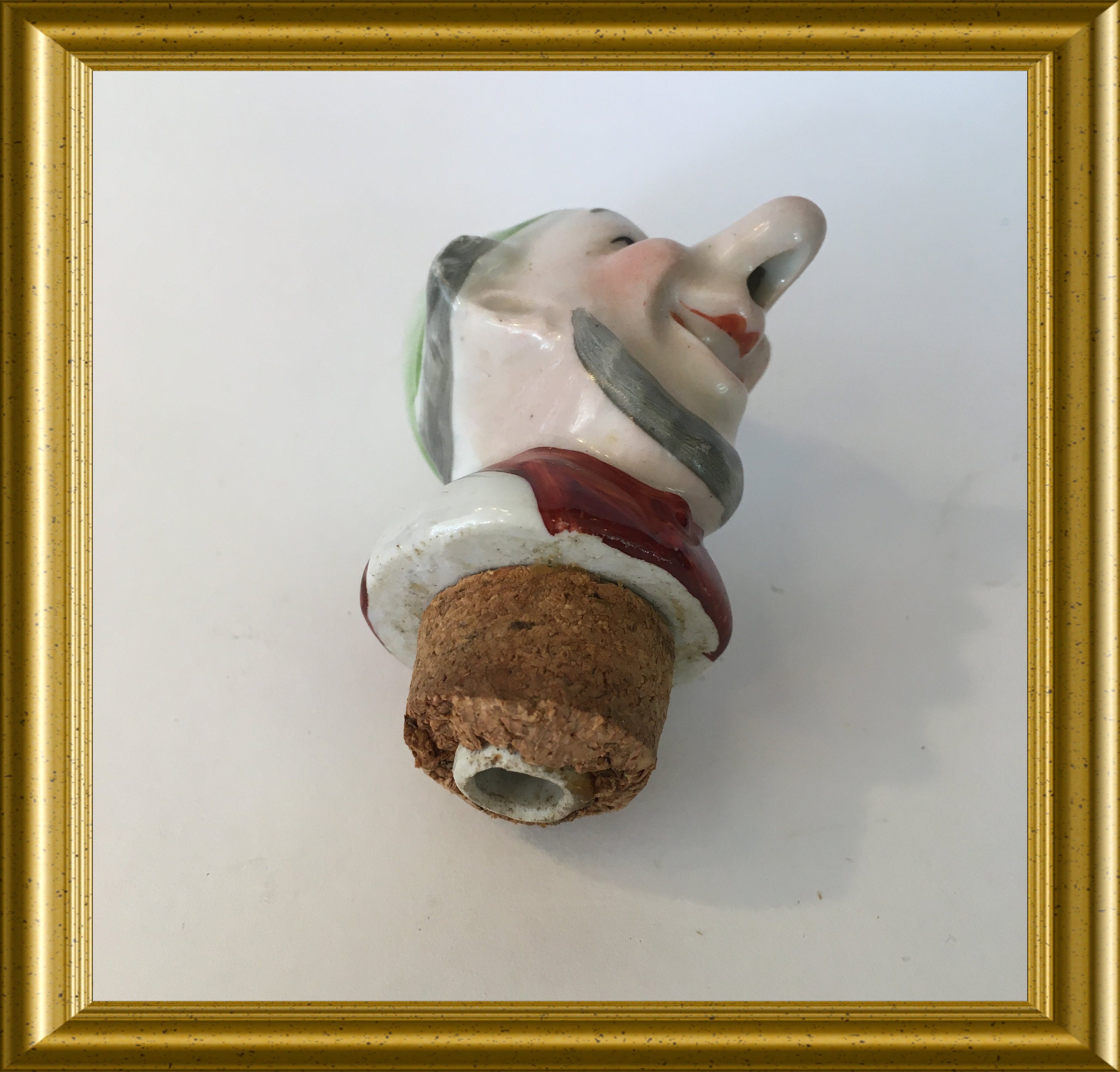 Vintage porcelain bottle pourer, bottle cork, bottle stopper