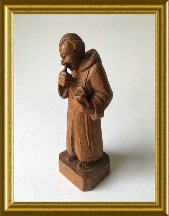 Vintage wooden figurine: monk