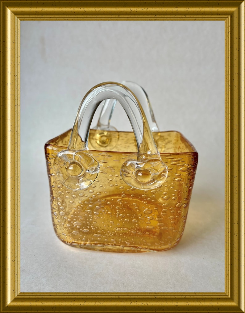 Vintage Glass Object/ Small Vase, Shape Purse Etsy UK