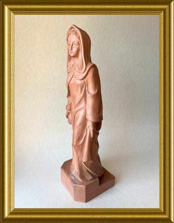 Signed terracotta statue of Mary, Our Lady of the Visitation