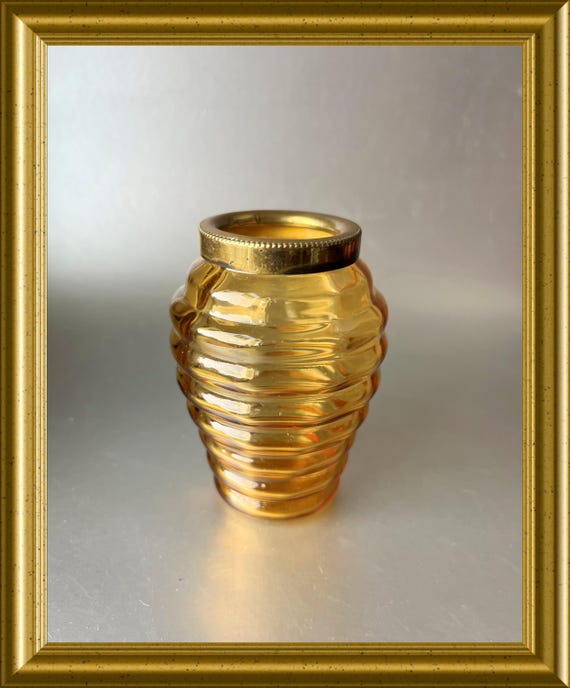 Vintage amber glass teaspoon holder