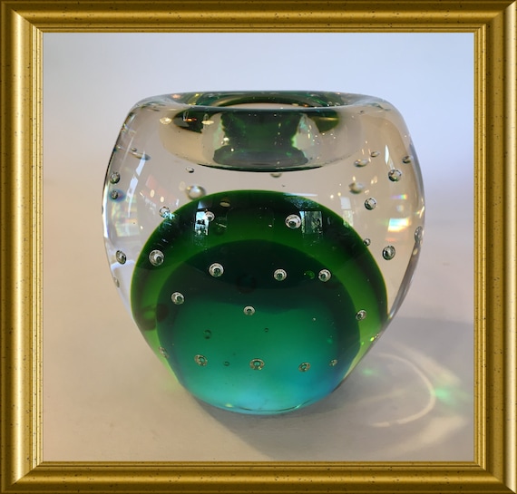 Vintage green votive/ candle holder