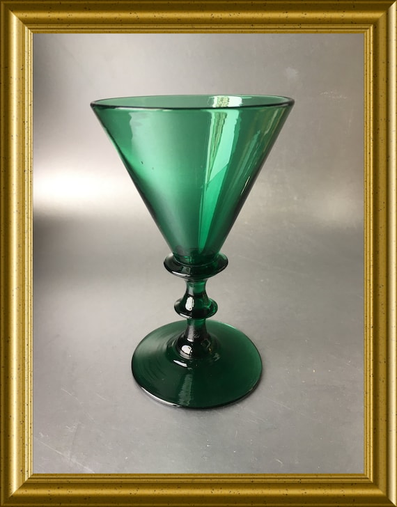 Antique emerald green drinking glass, umbrella glass, Bristol glass