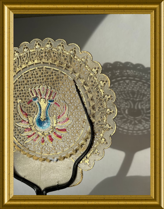 Vintage Asian vellum fan