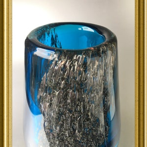 Vintage heavy glass design vase: blue, Heinrich Löffelhardt, Florida, Schott Zwiesel image 3