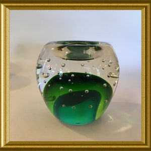Vintage green with bubble glass votive/ candle holder