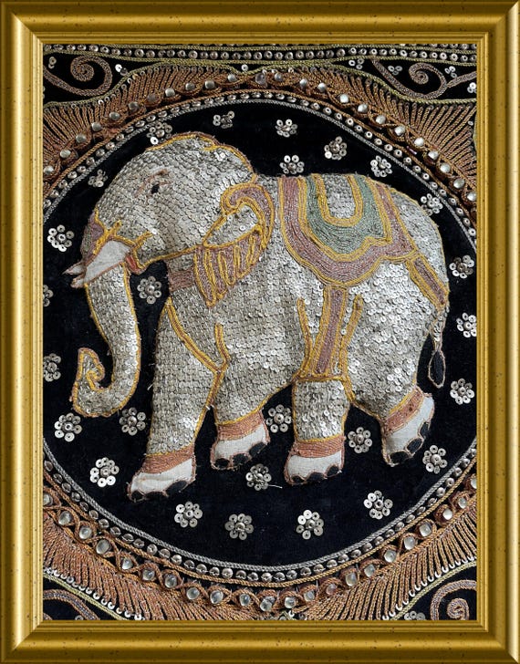 Kalaga cushion cover oriental handicraft elephant