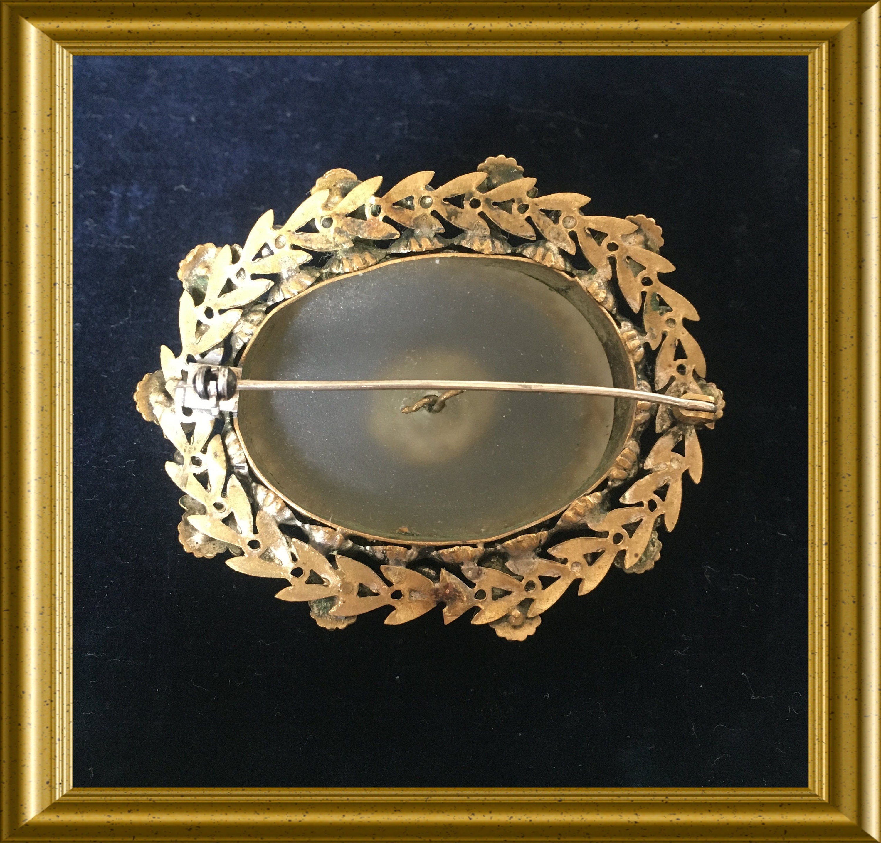 Vintage camphor glass brooch, frosted glass