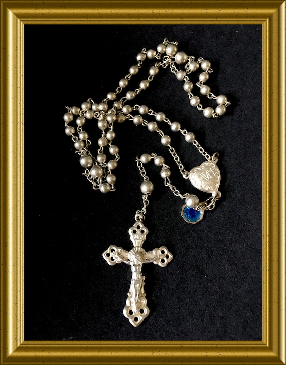 Vintage silver tone rosary