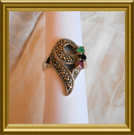 Beautiful silver ring with marcasite