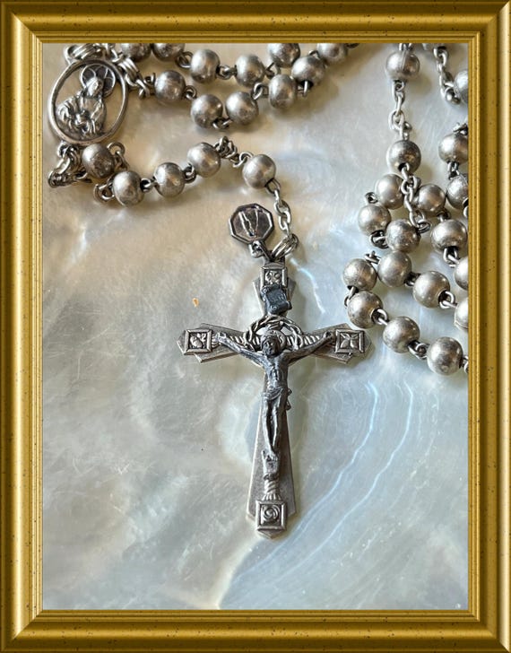 Vintage silver tone rosary