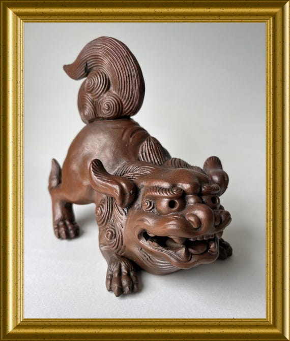 Japanese Bizen Ceramic Shishi (Komainu)
