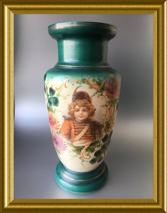 Antique opaline glass vase: child