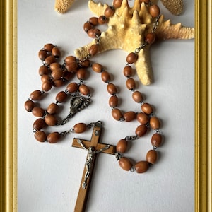 Vintage long wooden rosary