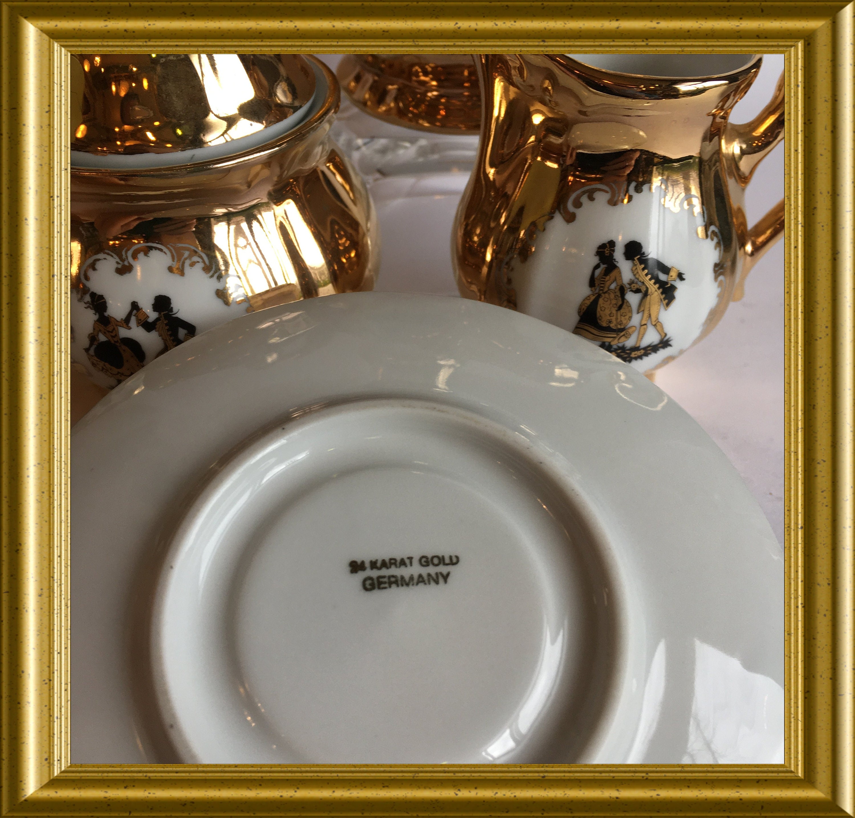 Bavaria Germany Porzellan 24 Karat Gold Wert 24 carat gold Bavaria porcelain mocha service: silhouet