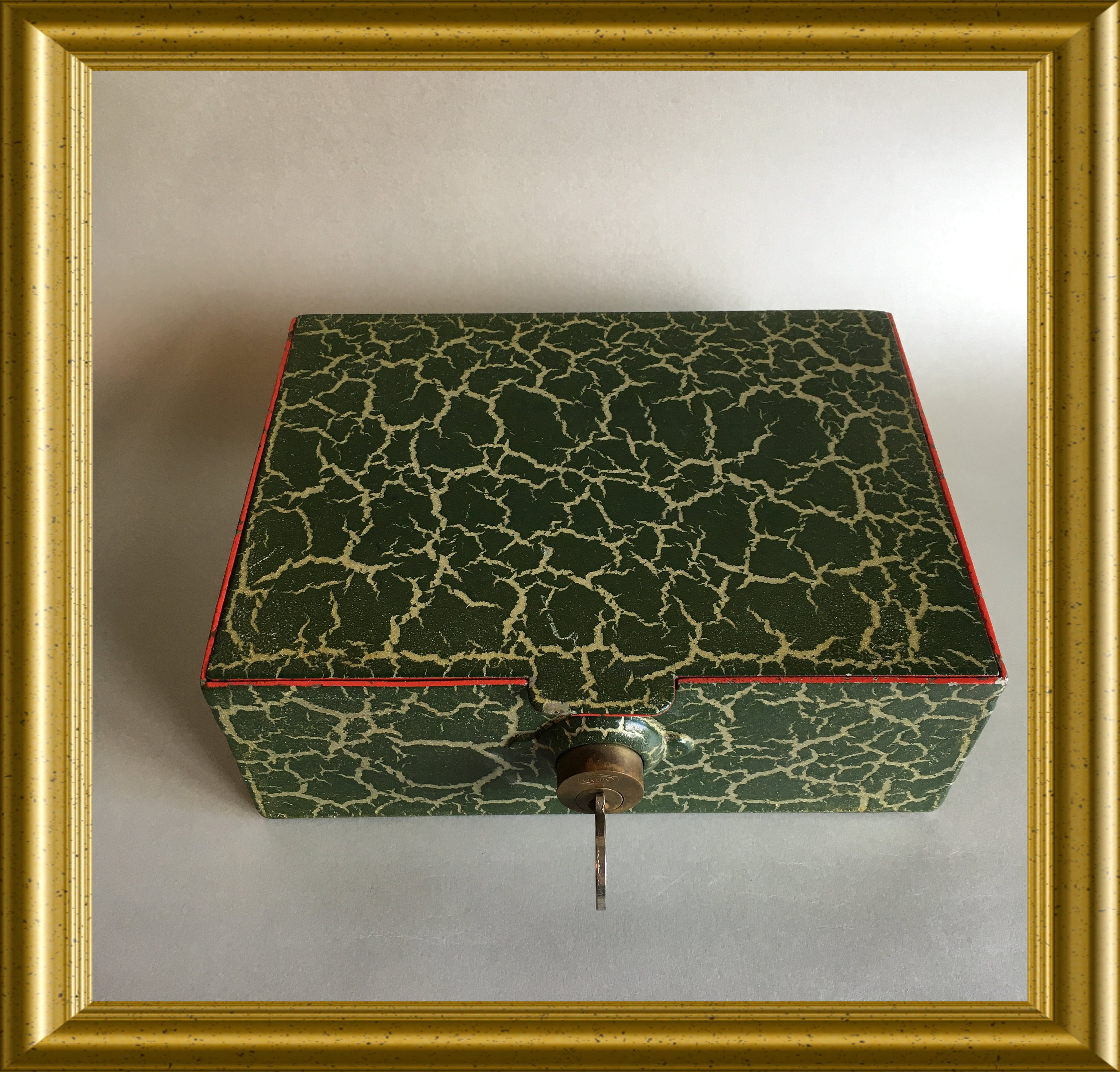 Vintage metal money box, money safe, cash box