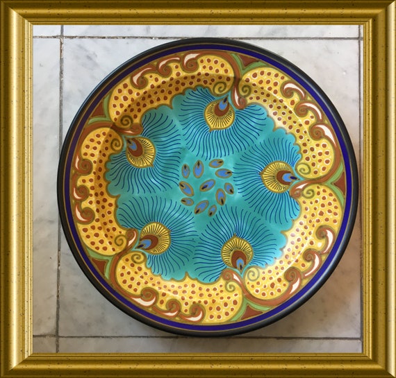 Pickup in Gouda only: Large art pottery plate, PZH Gouda, shipping not available