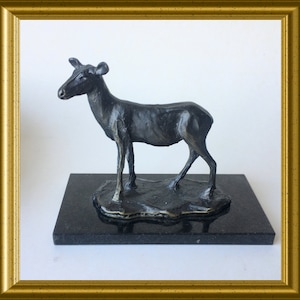 Vintage metal figurine: deer, fawn, calf