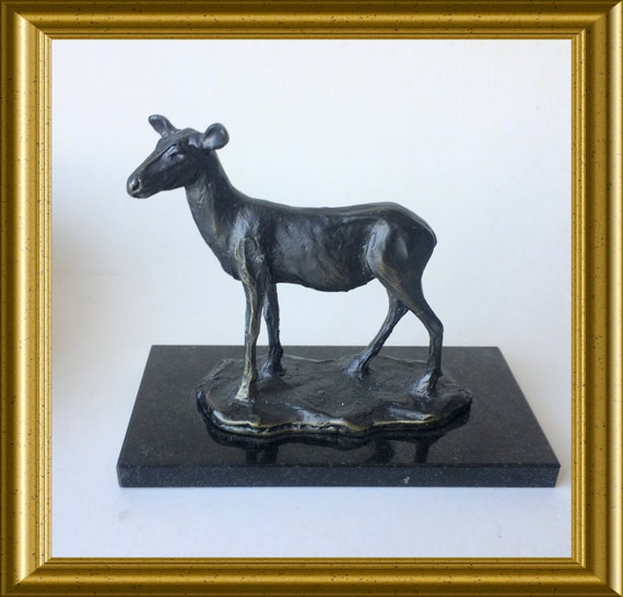 Vintage metal figurine: deer, fawn, calf