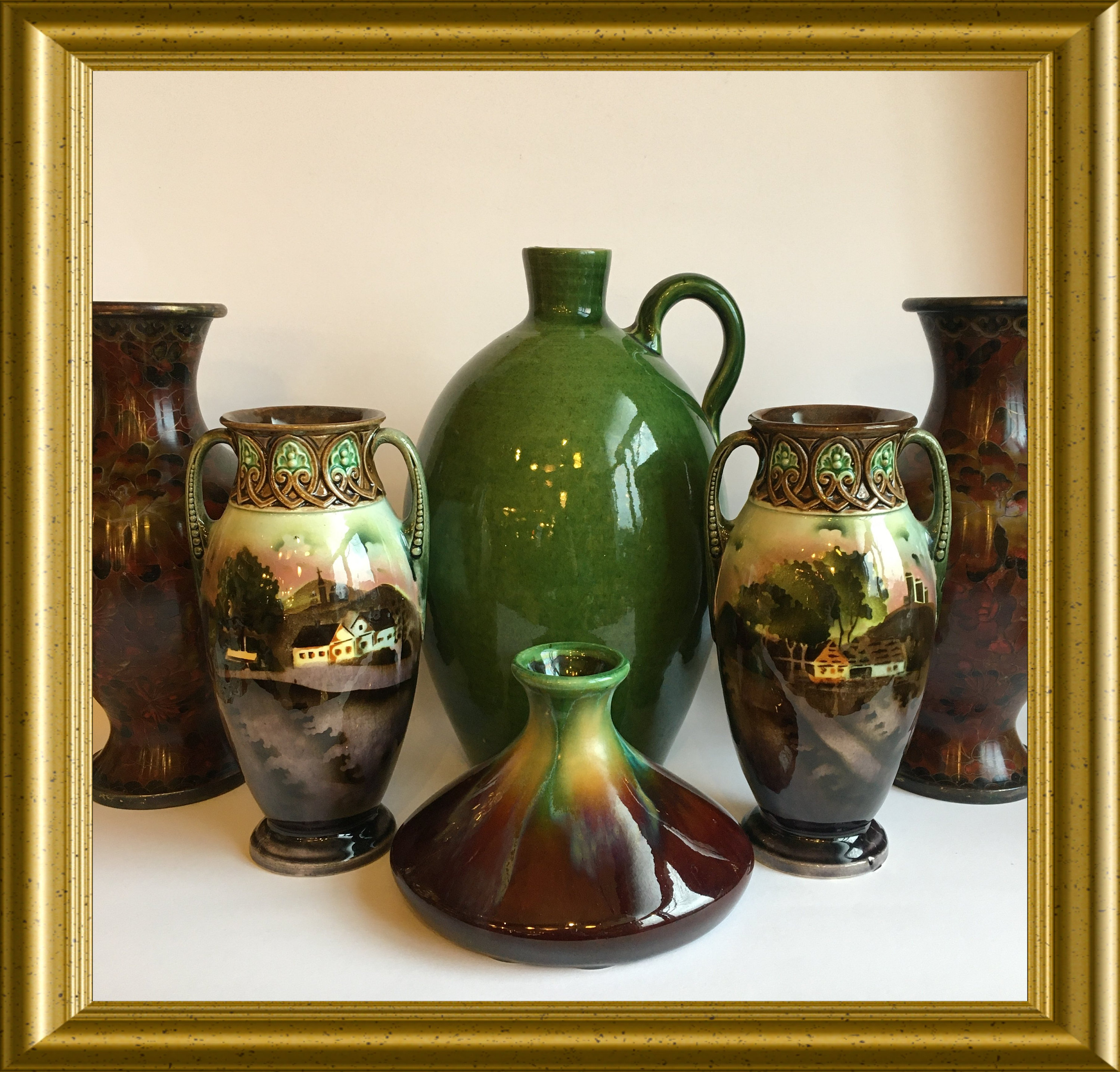 Vintage green earthenware jug