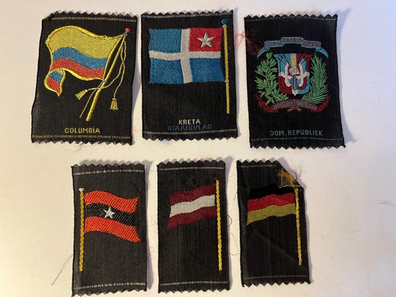 For Philip: 6 Vintage Turmac woven silk tobacco patch