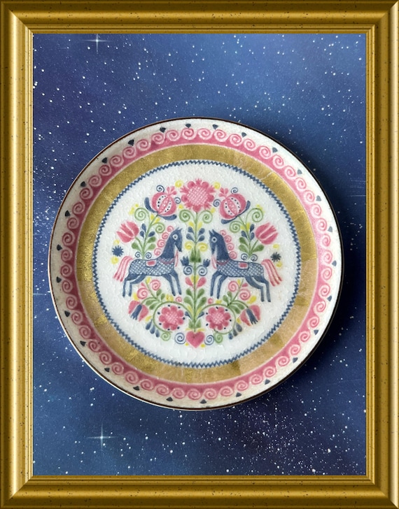 Vintage Austrian enamelled small dish: Eva Scherer Wien, horse