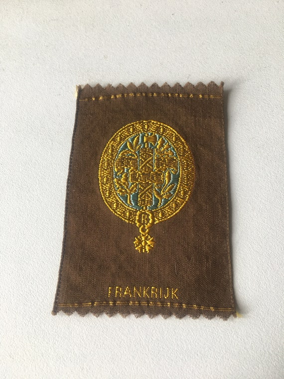 Vintage dutch woven silk : arms of france